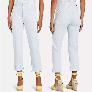 NWT Mother The Scrapper Cuff Ankle Fray Mid Rise Straight Fit Jeans Blue Sz: 30
